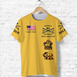 Custom Buffalo Soldiers Motorcycle Club BSMC T Shirt Original Style Gold - African Pride