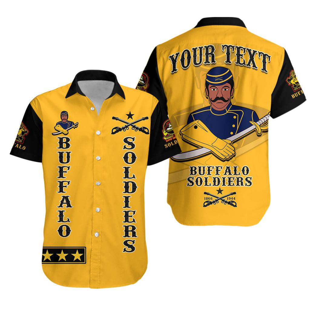 Personalized Afro Buffalo Soldiers Kid Hawaiian Shirt BSMC United States Army Black LT14