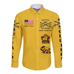 Personalized Buffalo Soldiers Motorcycle Club BSMC Hawaii Long Sleeve Button Shirt Original Style - Gold - African Pride