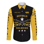 Personalized Buffalo Soldiers Hawaii Long Sleeve Button Shirt African American Military Simple Style - Black Gold - African Pride