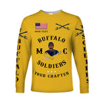 Personalized Buffalo Soldiers Motorcycle Club BSMC Long Sleeve Shirt Simple Style - Gold - African Pride