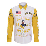 Personalized Buffalo Soldiers Motorcycle Club BSMC Hawaii Long Sleeve Button Shirt Simple Style - White Gold - African Pride