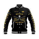 Personalized Buffalo Soldiers Baseball Jacket African American Military Simple Style - Black - African Pride