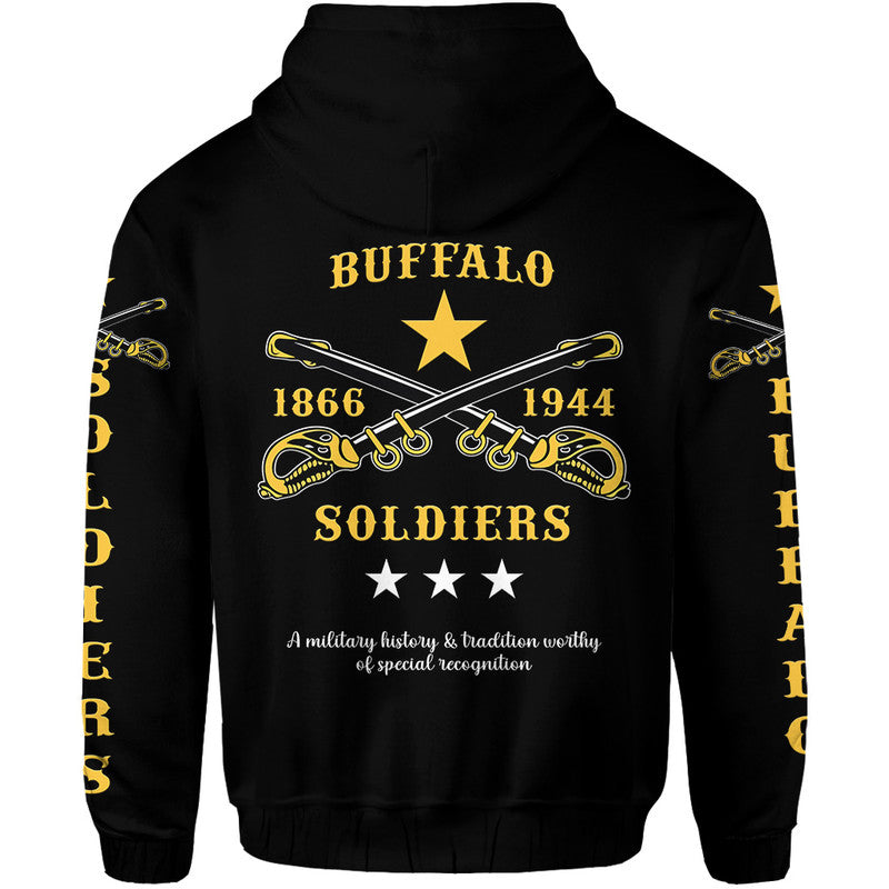 Custom Buffalo Soldiers Hoodie African American Military Original Style Black  - African Pride