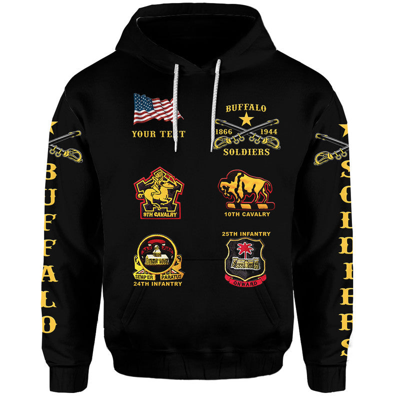 Custom Buffalo Soldiers Hoodie African American Military Original Style Black  - African Pride