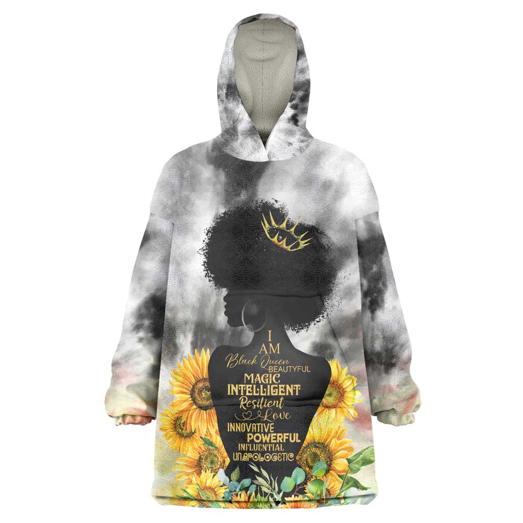 Vintage Flowers - I Am Black Queen KId Wearable Blanket Hoodie