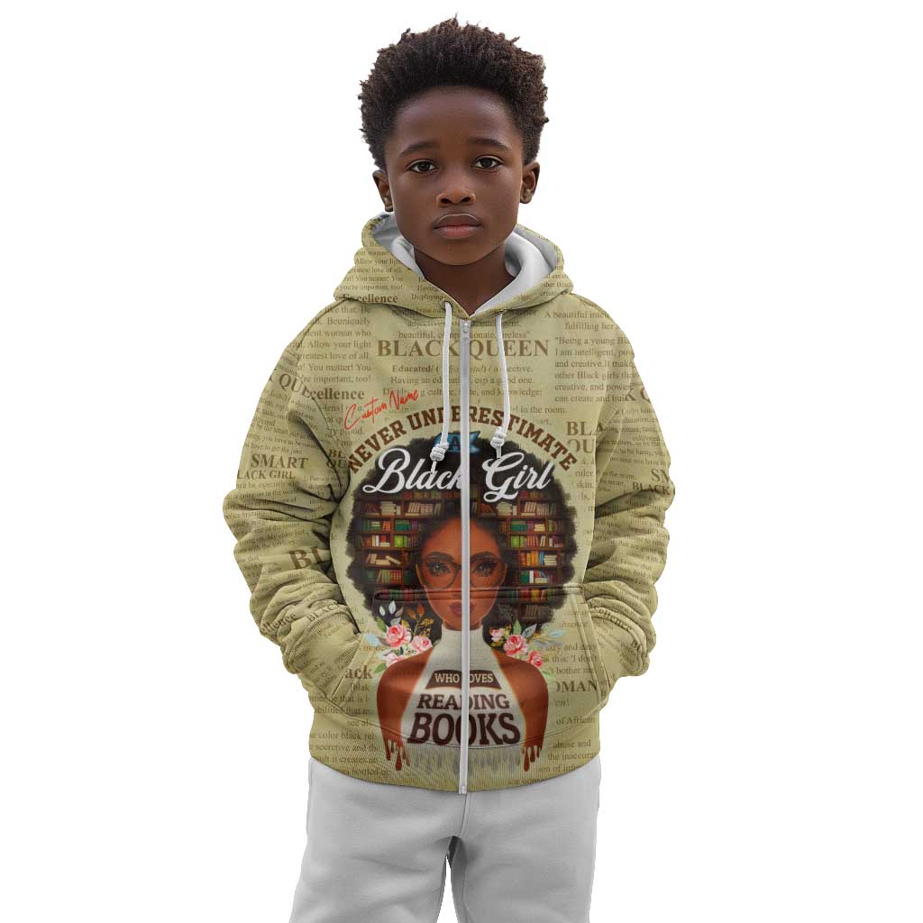 Personalized Black Girl African Kid Hoodie Never Underestimate A Book Lover