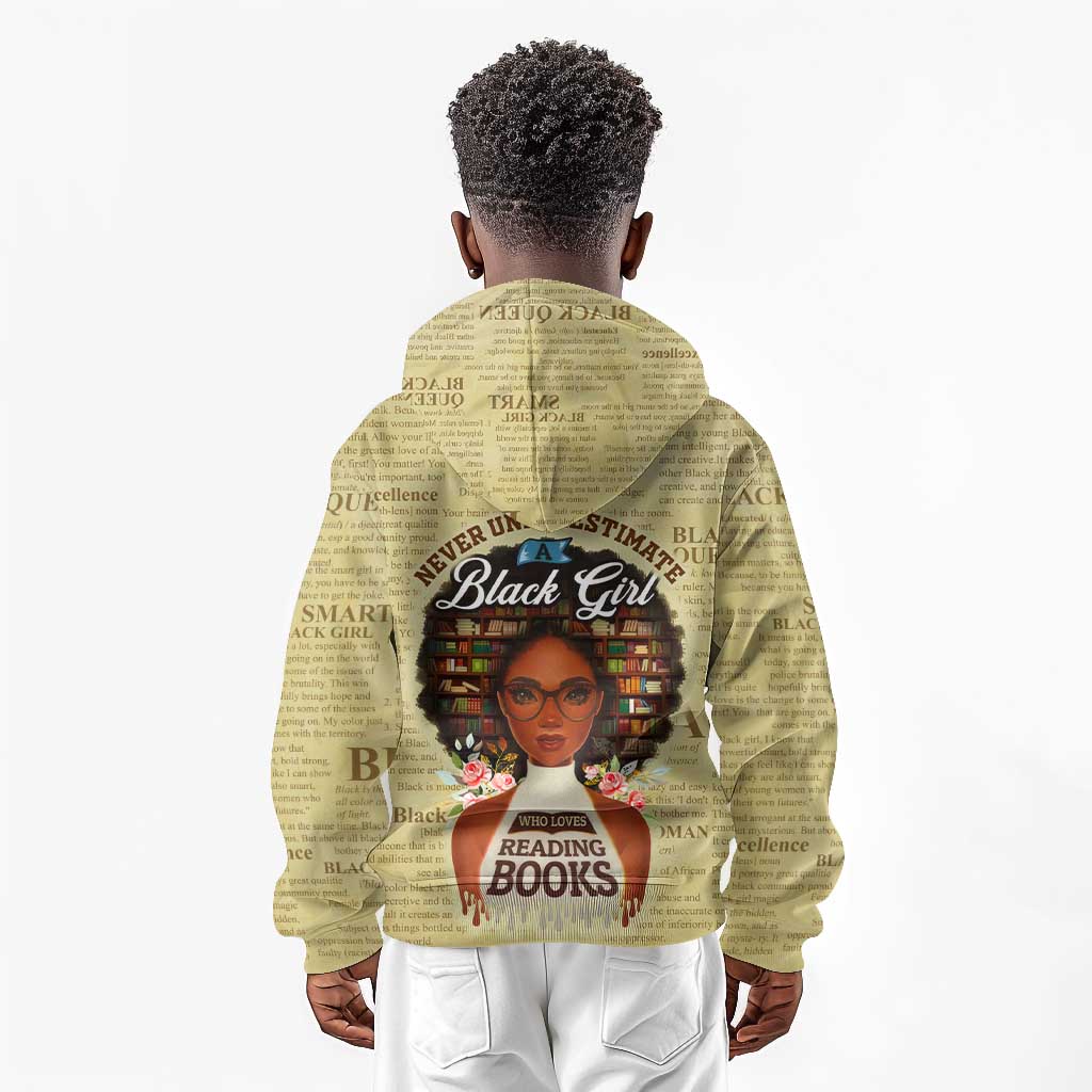 Personalized Black Girl African Kid Hoodie Never Underestimate A Book Lover