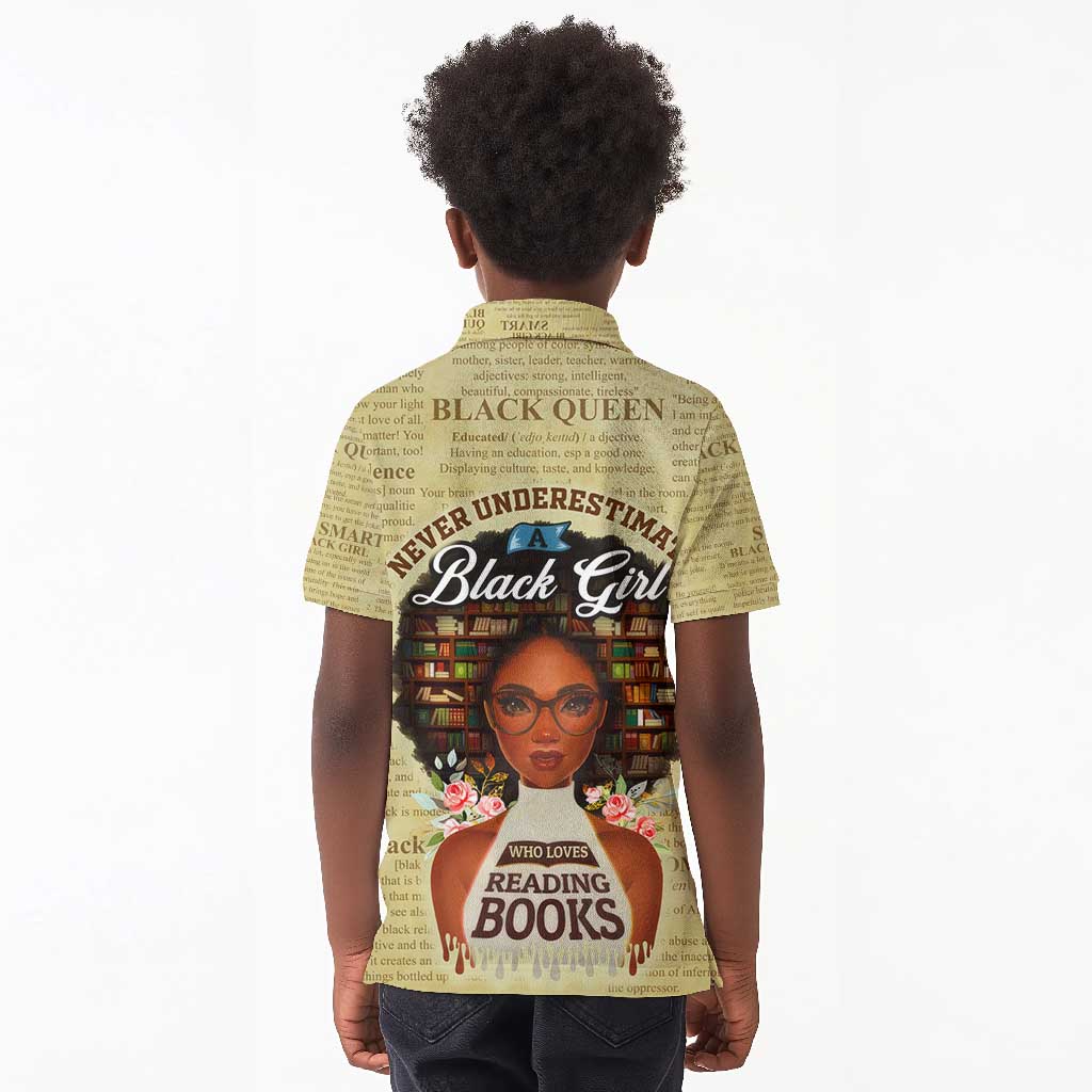 Personalized Black Girl African Kid Polo Shirt Never Underestimate A Book Lover