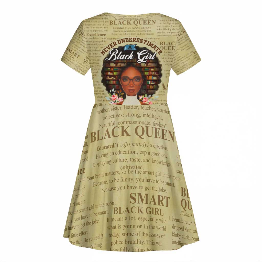 Personalized Black Girl African Kid Short Sleeve Dress Never Underestimate A Book Lover