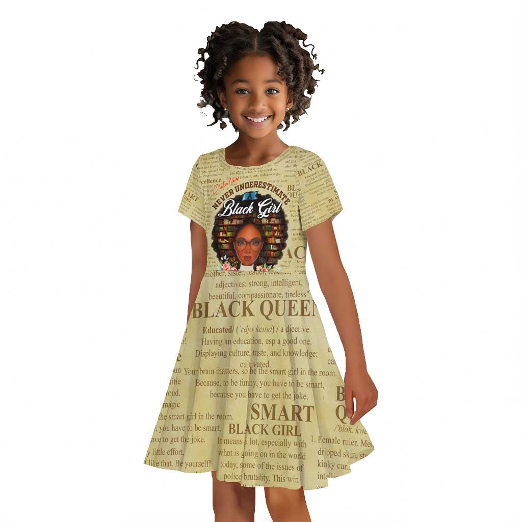 Personalized Black Girl African Kid Short Sleeve Dress Never Underestimate A Book Lover