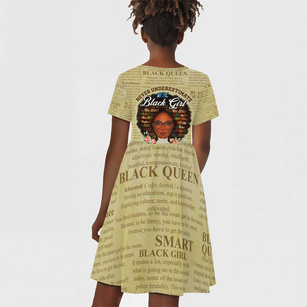 Personalized Black Girl African Kid Short Sleeve Dress Never Underestimate A Book Lover