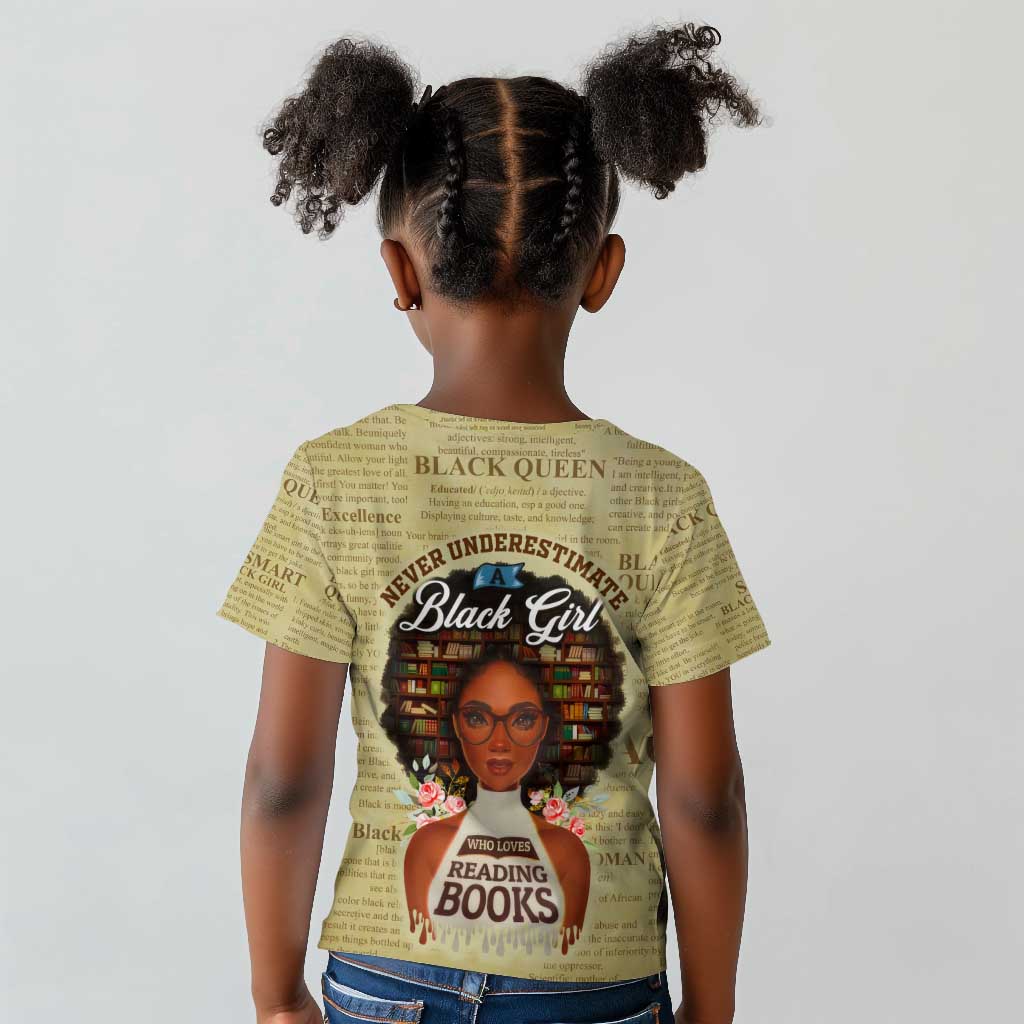 Personalized Black Girl African Kid T shirt Never Underestimate A Book Lover