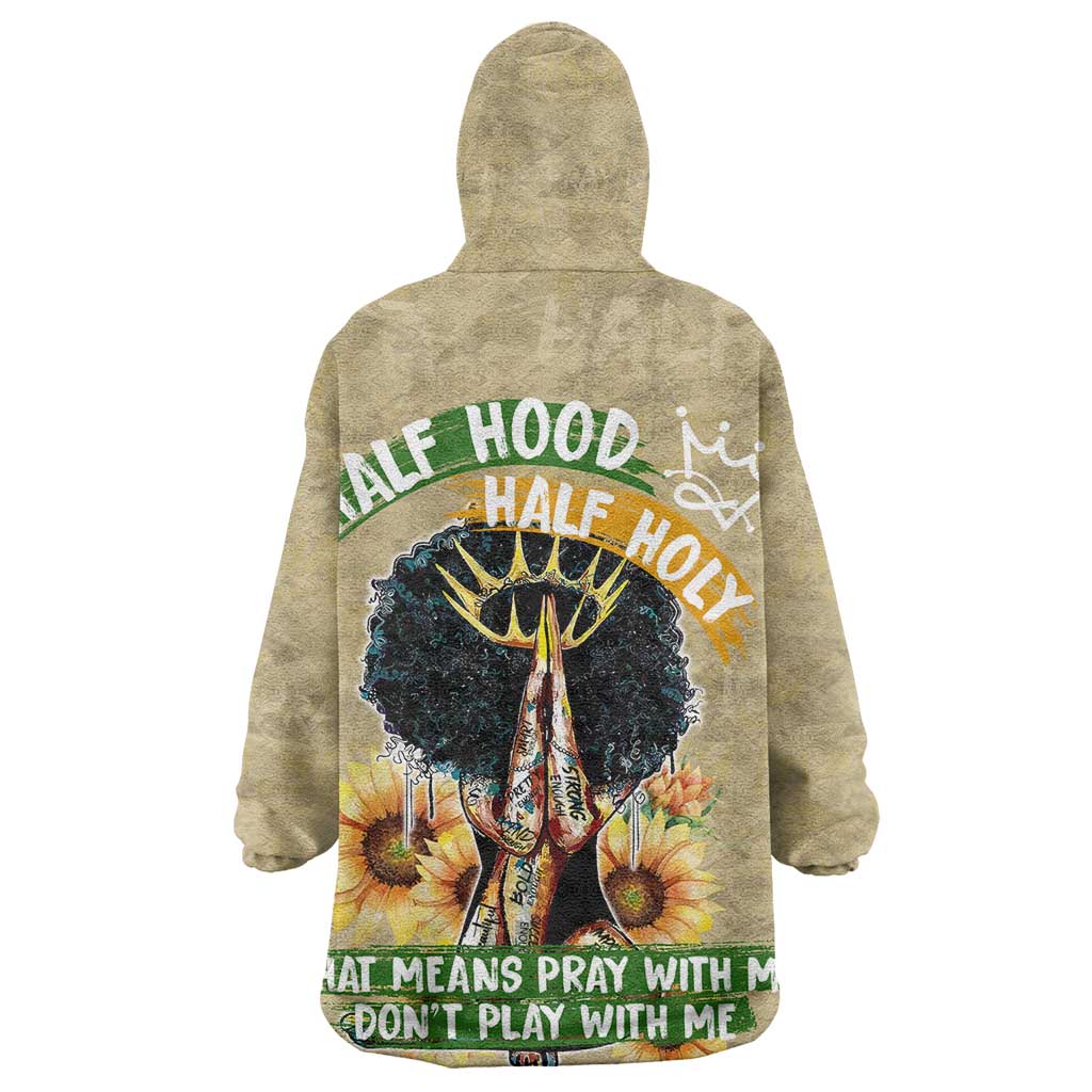 Personalized African Women KId Wearable Blanket Hoodie Half Hood Half Holy