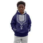 Printed Dashiki African Kid Hoodie Blue