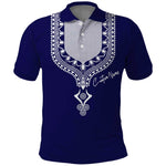 Printed Dashiki African Polo Shirt Blue