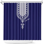 Printed Dashiki African Shower Curtain Blue