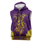 Anubis and Horus Sleeveless Zip Hoodie Egyptian God Purple - African Pride