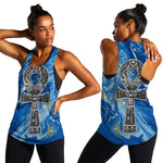 Ankh On Blue Women Racerback Tank Pan African