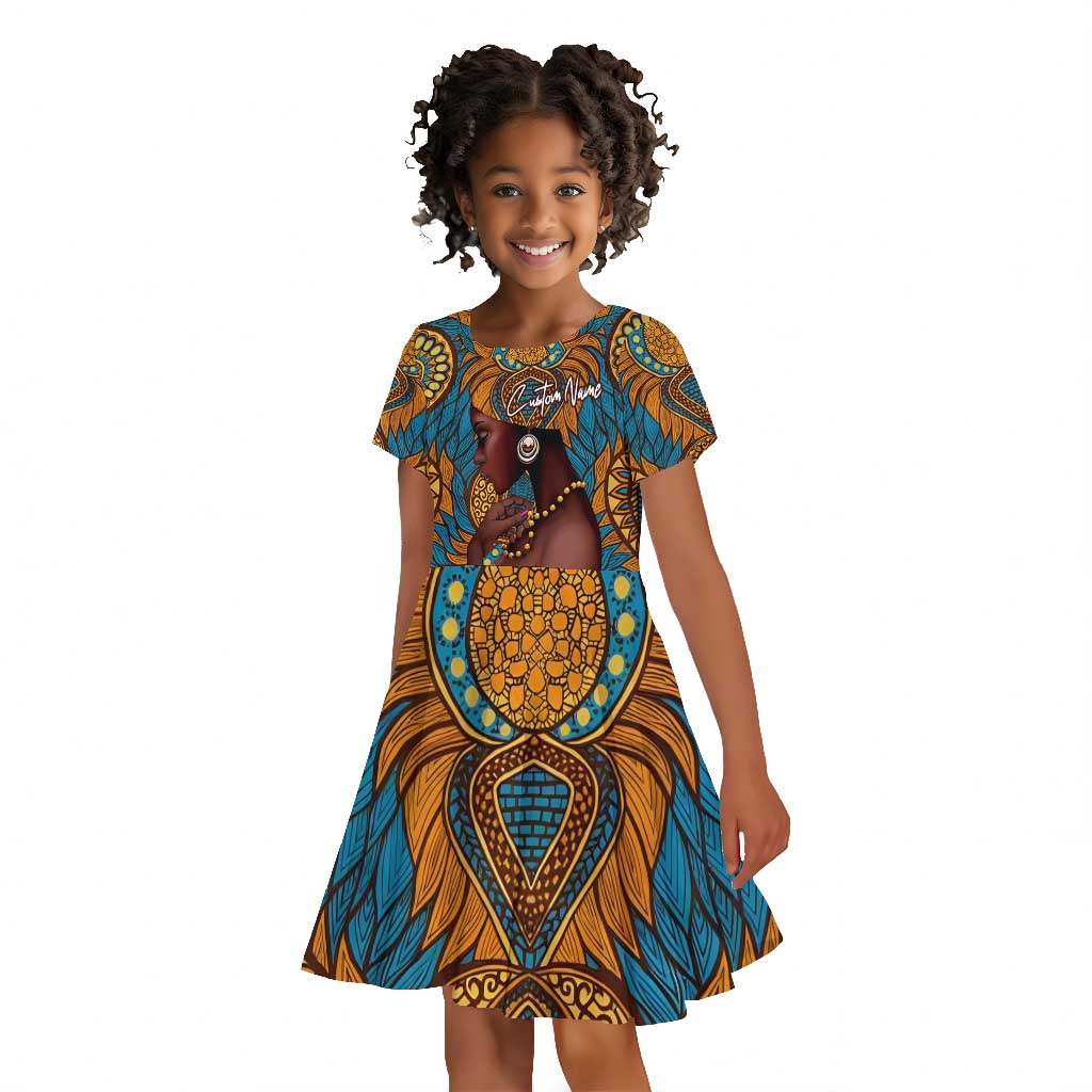 Personalized Black Girl Flora Kid Short Sleeve Dress African Women