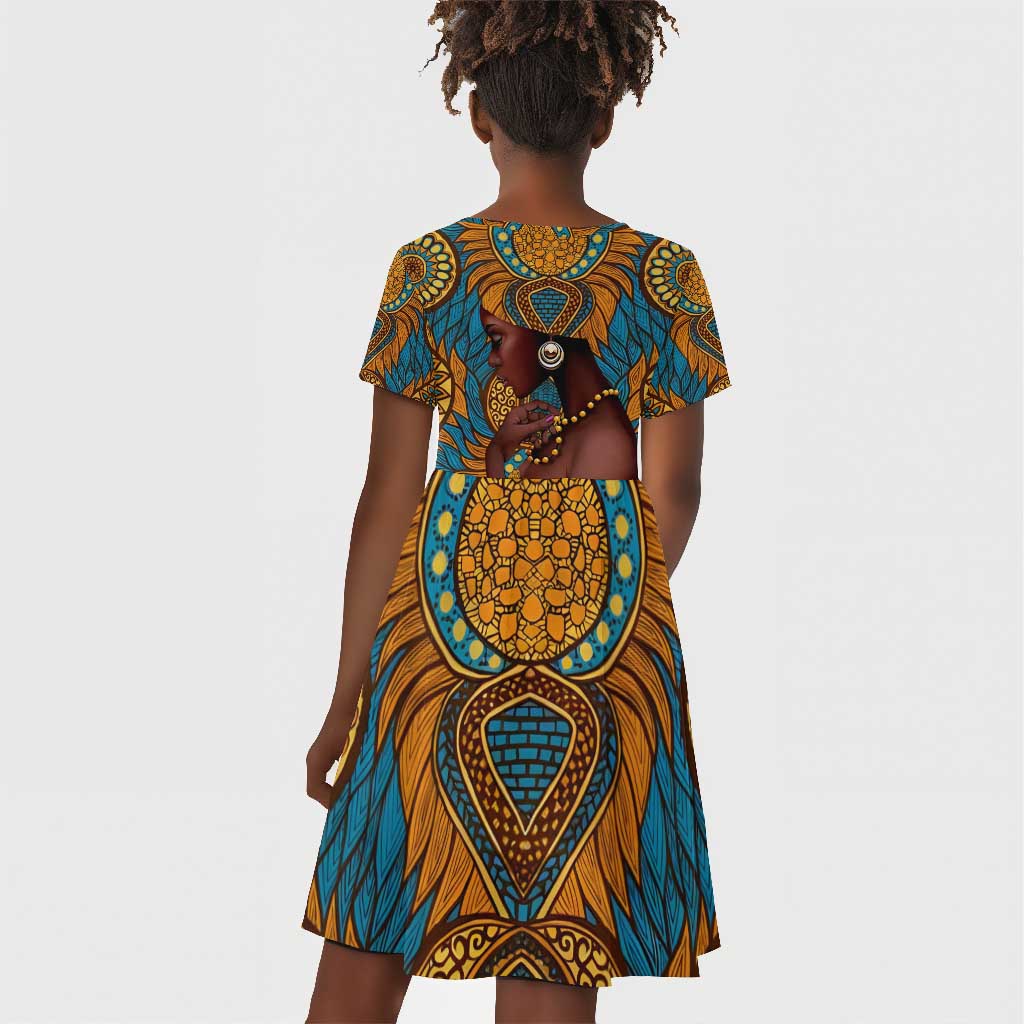Personalized Black Girl Flora Kid Short Sleeve Dress African Women