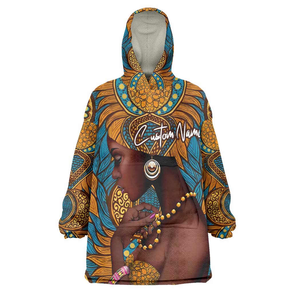 Personalized Black Girl Flora KId Wearable Blanket Hoodie African Women