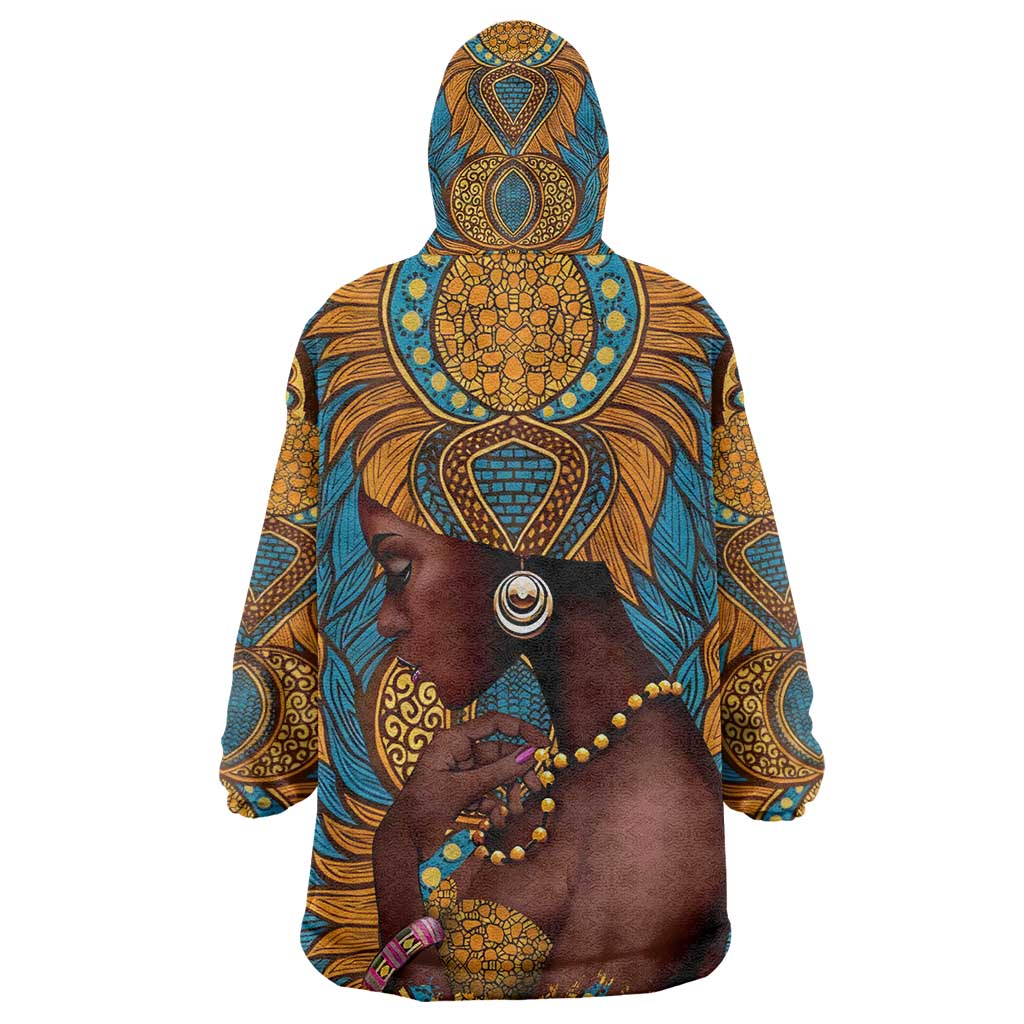 Personalized Black Girl Flora KId Wearable Blanket Hoodie African Women