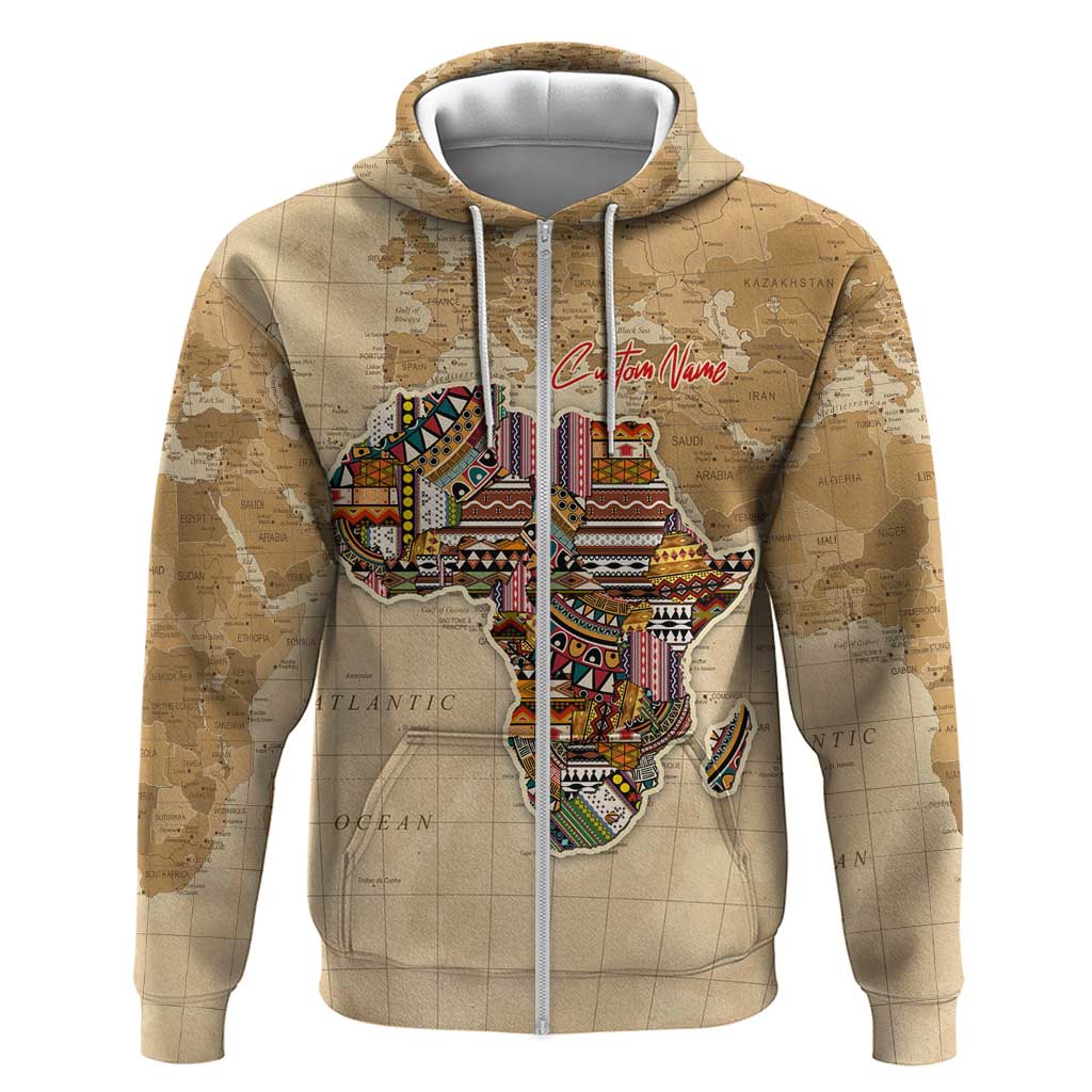 Mozambique Zip Hoodie Black Red Tribal Design Map TS04