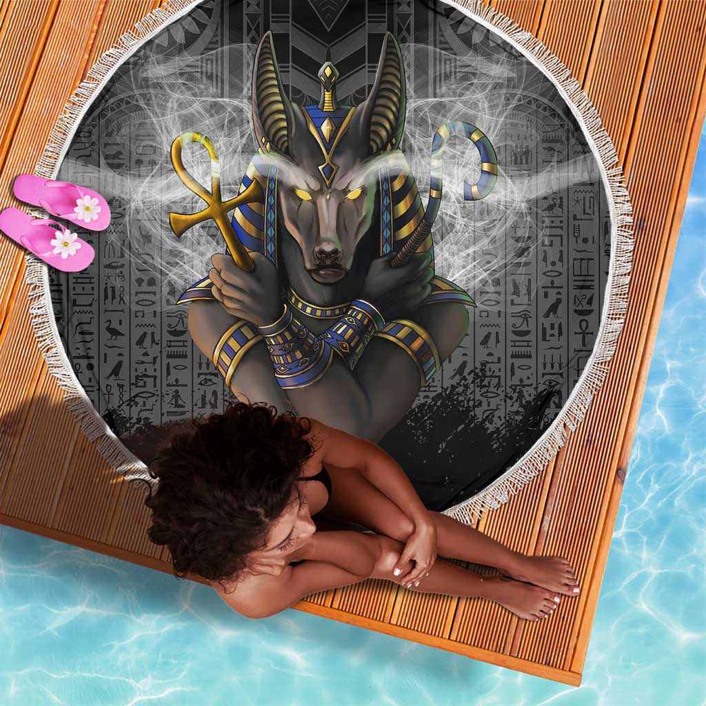 Anubis Beach Blanket Egypt Pattern Black