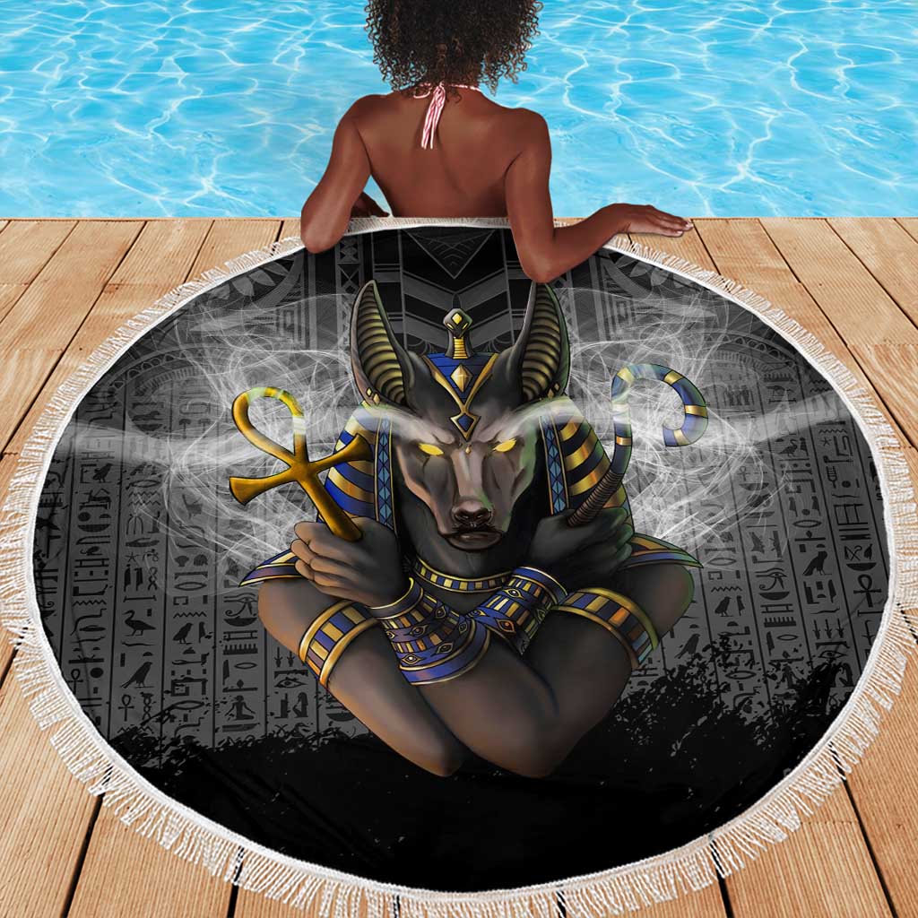 Anubis Beach Blanket Egypt Pattern Black