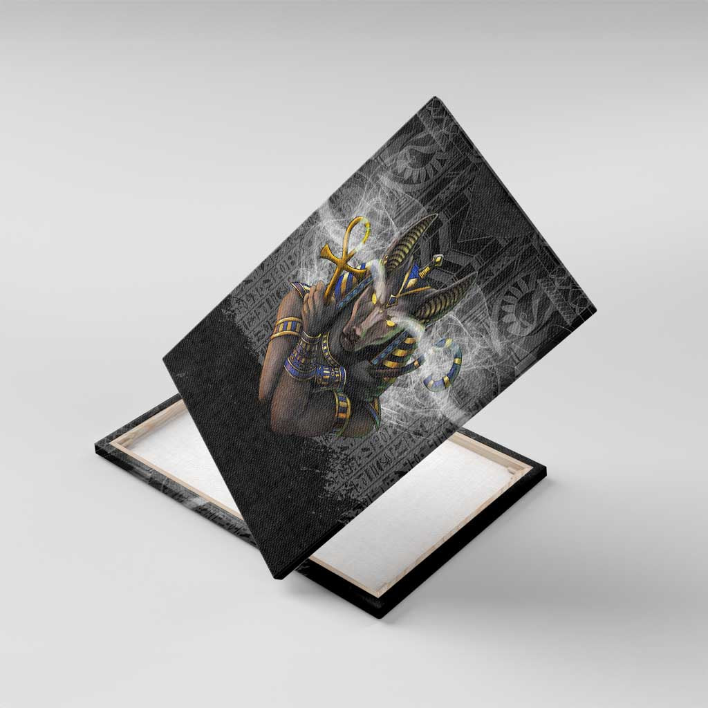 Anubis Canvas Wall Art Egypt Pattern Black