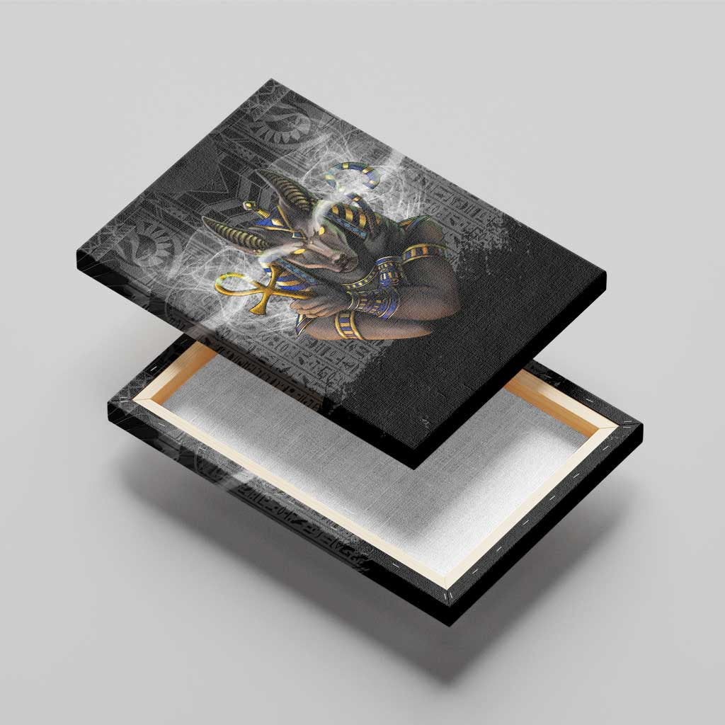 Anubis Canvas Wall Art Egypt Pattern Black