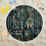 Egyptian Hieroglyphs And Deities Beach Blanket