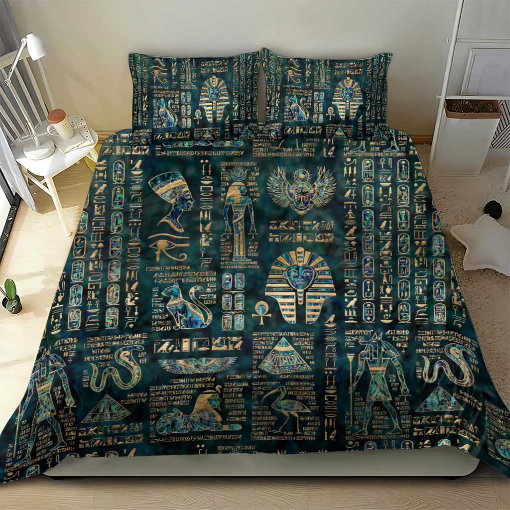 Egyptian Hieroglyphs And Deities Bedding Set