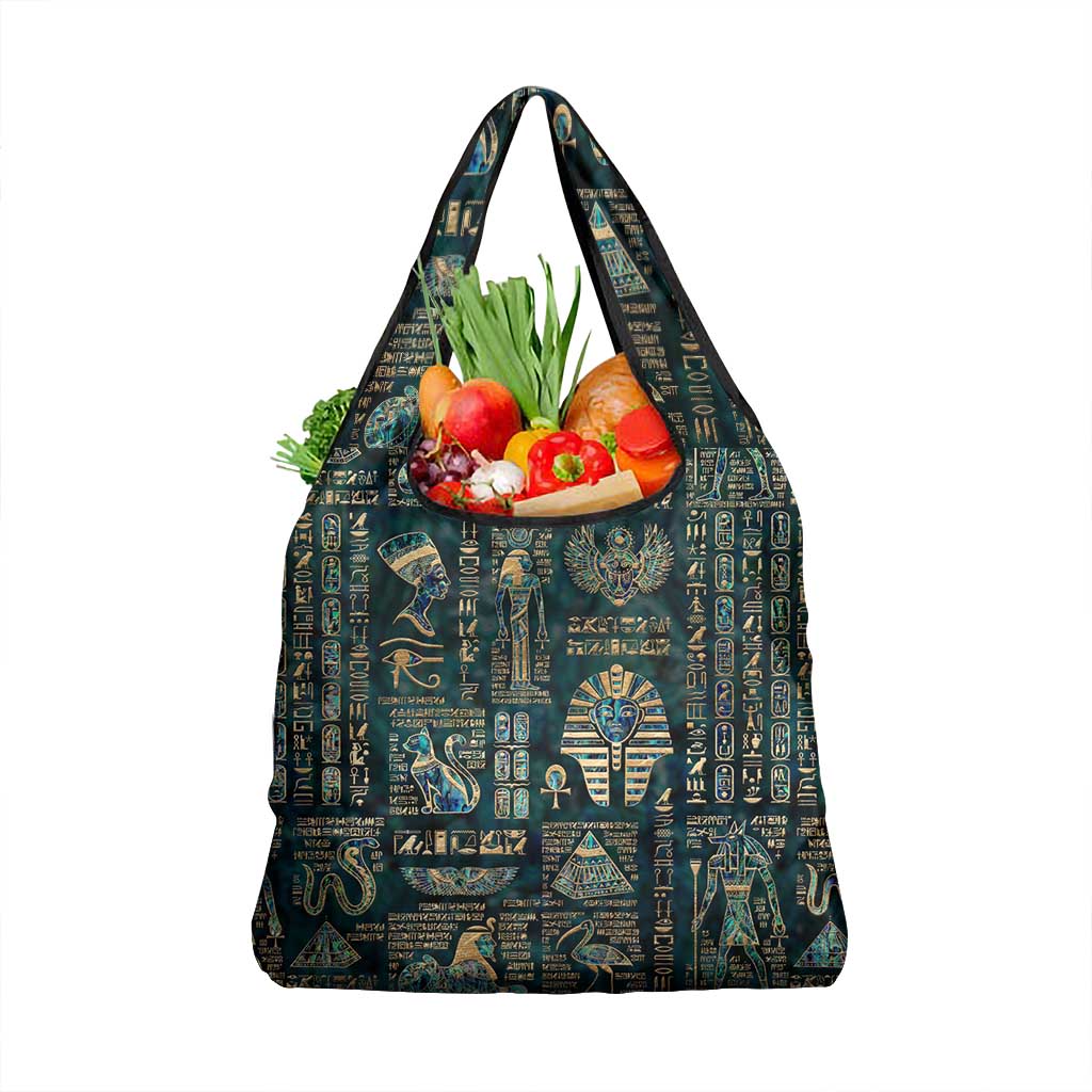 Egyptian Hieroglyphs And Deities Grocery Bag