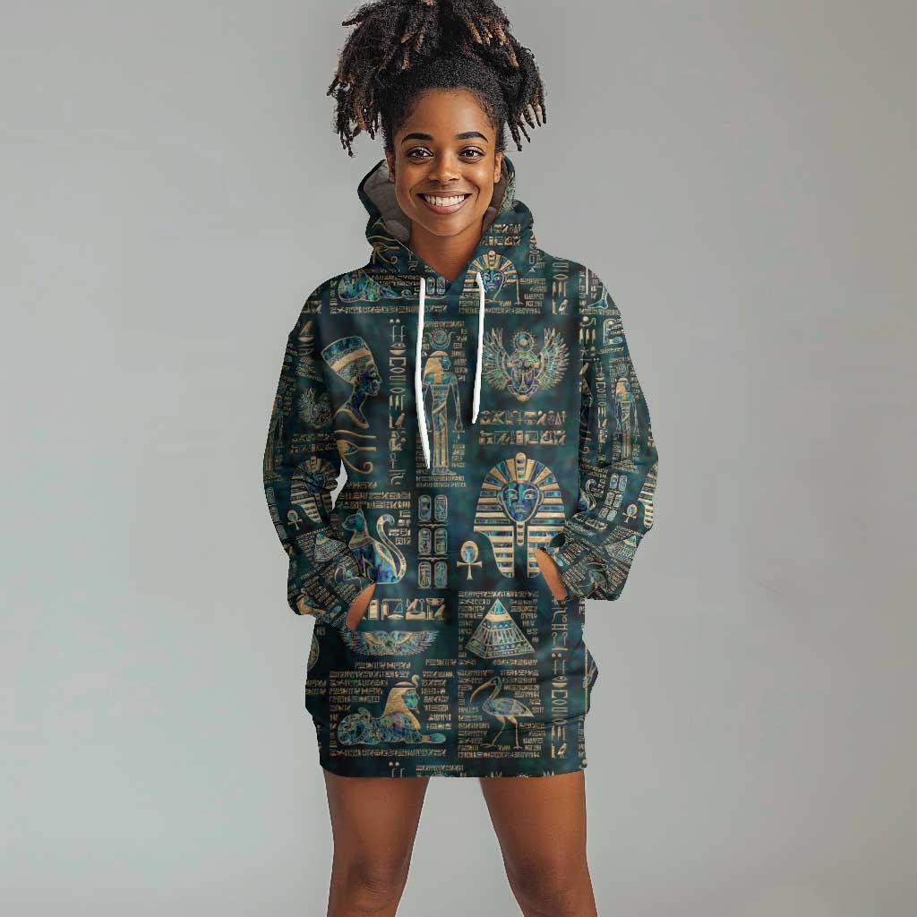 Egyptian Hieroglyphs And Deities Hoodie Dress