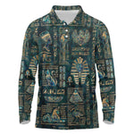 Egyptian Hieroglyphs And Deities Long Sleeve Polo Shirt