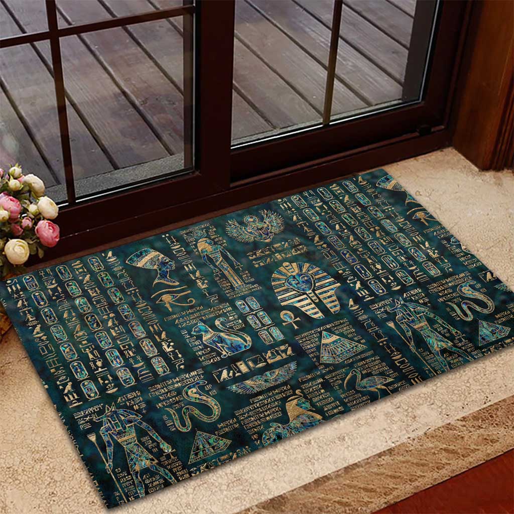 Egyptian Hieroglyphs And Deities Rubber Doormat