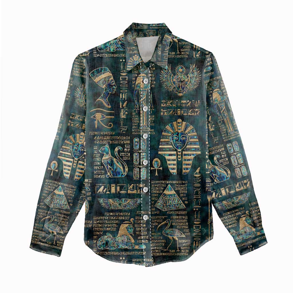 Egyptian Hieroglyphs And Deities Women Casual Shirt DT02
