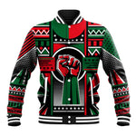 Power Fist And Patterns In Pan African Baseball Jacket DT02