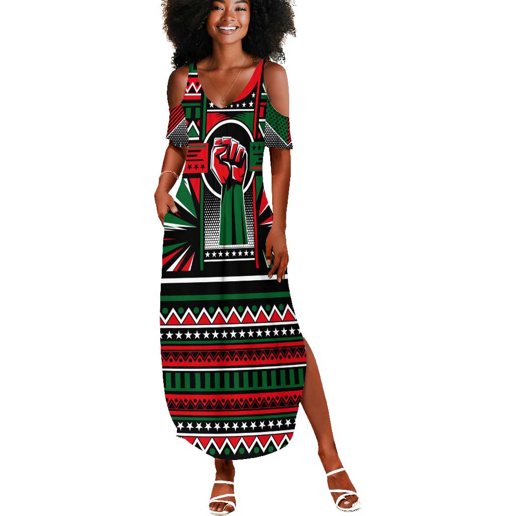 Central African Republic Summer Maxi Dress Red Blue Green Tribal Design TS04