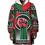 Power Fist And Patterns In Pan African Wearable Blanket Hoodie