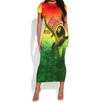 The Real Legend Bob Short Sleeve Bodycon Dress African Jamaica Reggae DT02