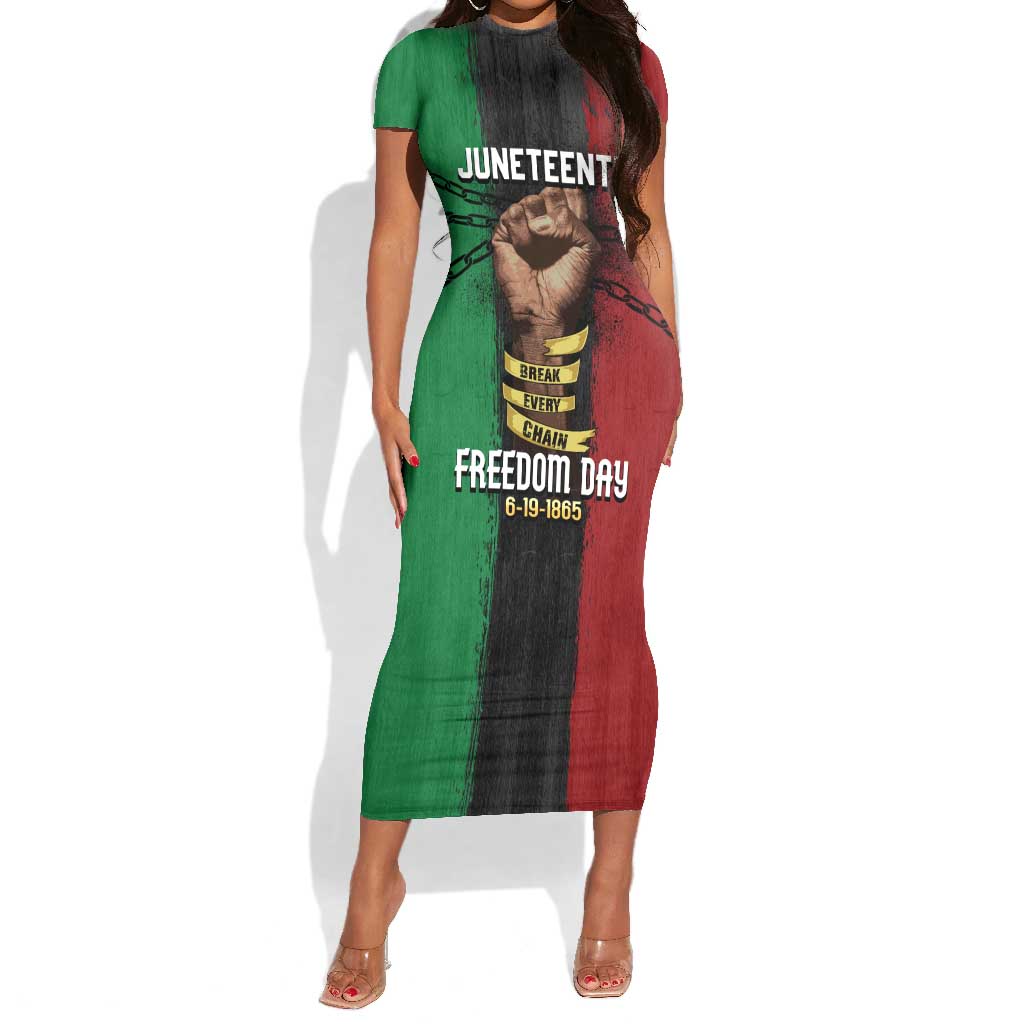 Juneteenth Freedom Day Short Sleeve Bodycon Dress Black Pride Month by AfricanPride