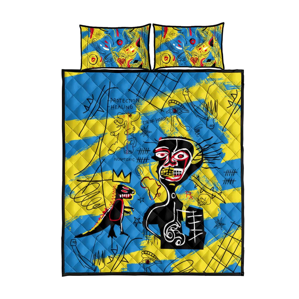 African Art Viva Underground Psychedelic Vintage Style Quilt Bed Set