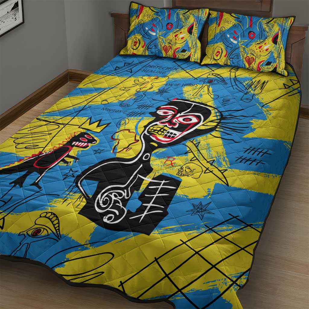 African Art Viva Underground Psychedelic Vintage Style Quilt Bed Set