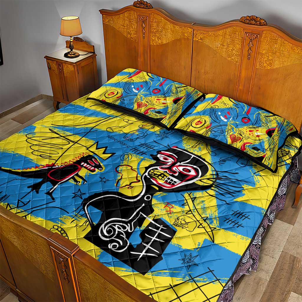 African Art Viva Underground Psychedelic Vintage Style Quilt Bed Set