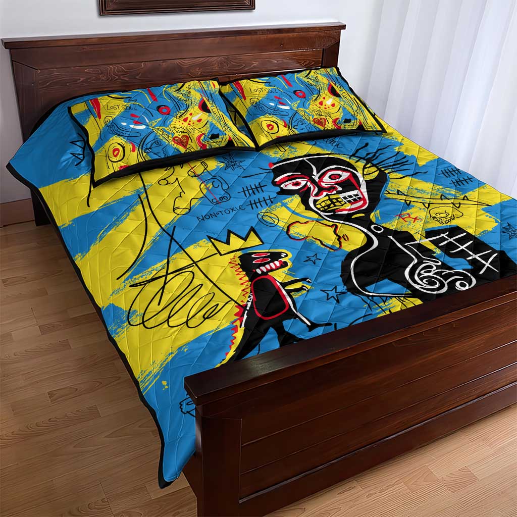 African Art Viva Underground Psychedelic Vintage Style Quilt Bed Set