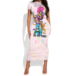 4 Elements Of Hip Hop Short Sleeve Bodycon Dress DT02