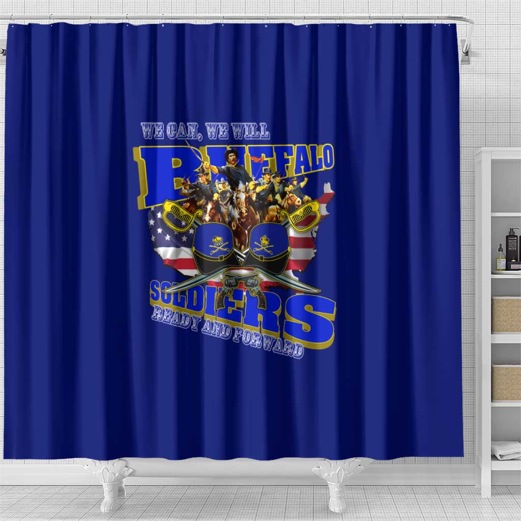 We Can We Will Buffalo Soldiers Shower Curtain Us Army Ready and Forward